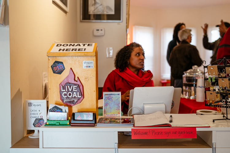 Yvette Rock welcomes visitors to Live Coal Gallery.