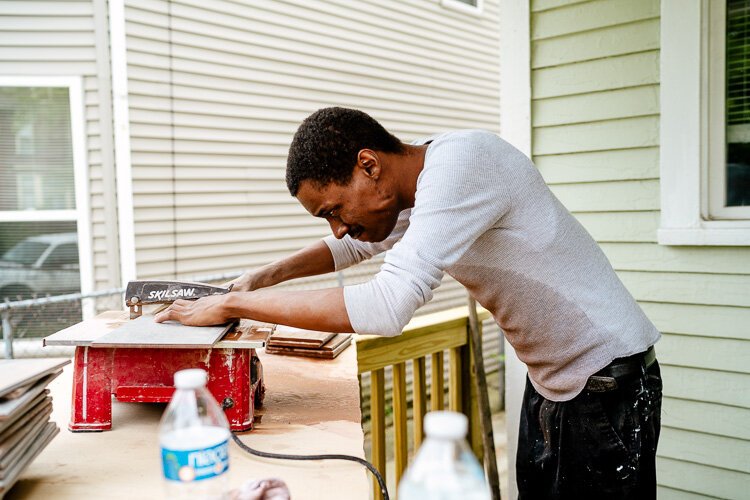 James Bryant, 29, a laborer working on the W Philadelphia house.