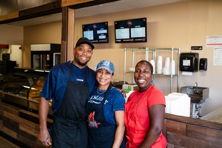 Tito Dotson, his wife, Monica, and assistant manager Vandee Jones.