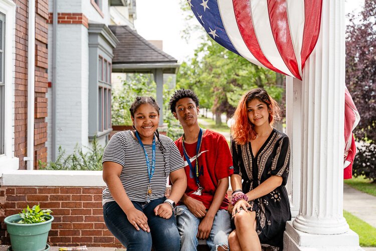 Harmony Anthony-Tigue, Joshua Anthony-Tigue, and Freya Davis are youth ambassadors in the North End Neighborhood Patrol.