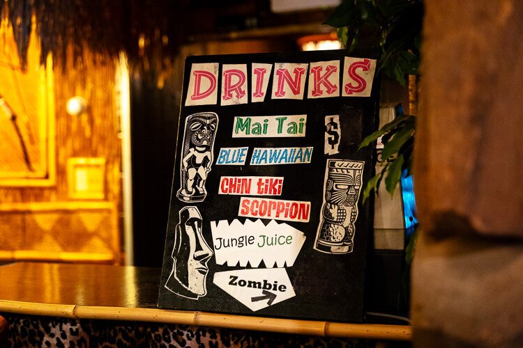 A bar wouldn’t be a tiki bar without some of the classic tropical drinks, like the Zombie or the Scorpion. 
