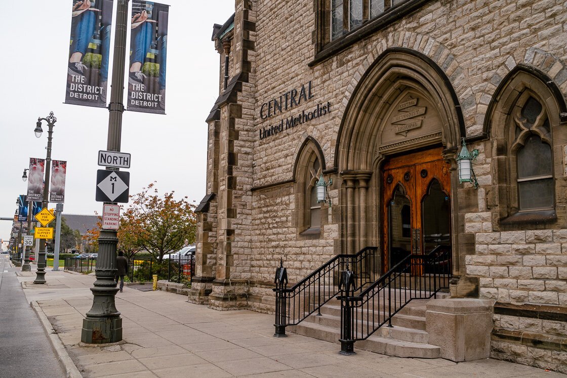 Located inside Central United Methodist Church near Detroit’s Comerica Park, the NOAH Project offers free bag lunches, shelter placement, housing assistance, and basic medical care.