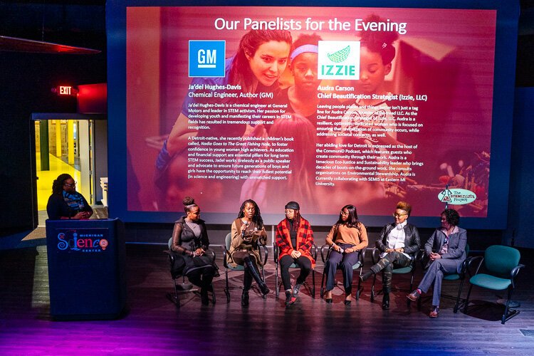 From left to right, panel moderator Andrea Harp, Alyssa Space, Deirdre Roberson, Britney Epps, Jadel Davis, Audra Carson, and Cassie Byrd.