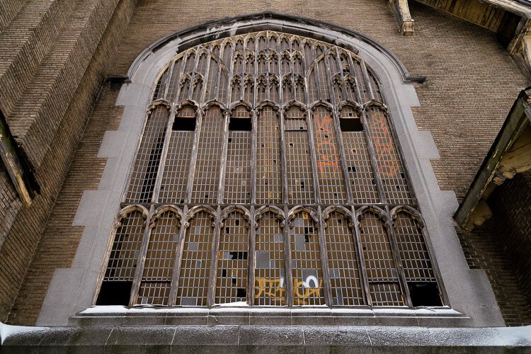 Today, broken and missing windows checker the weathered façade of King Solomon Baptist Church.