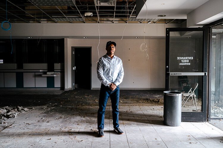 Edward Carrington stands inside the site of the Ribbon development.