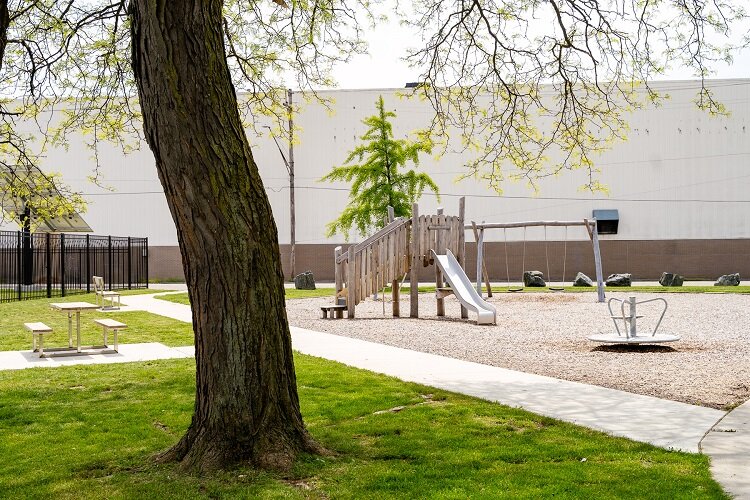 A view of the playground at Dean Savage Park.