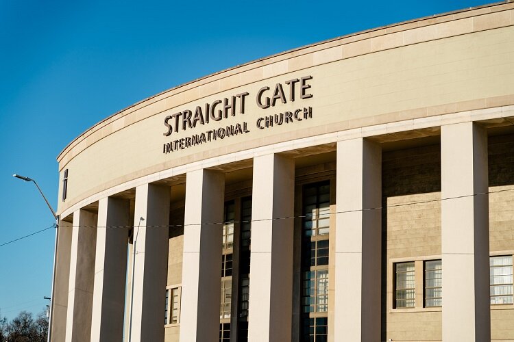 An exterior view of Straight Gate church.