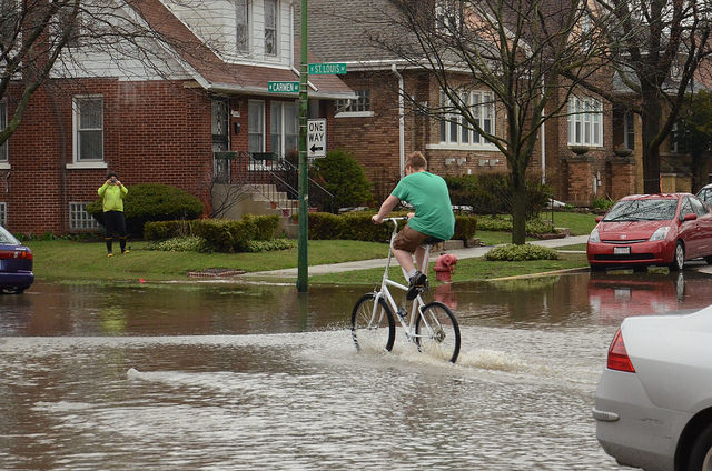 Roadway flooding in Midlothian, IL, July 12, 2014