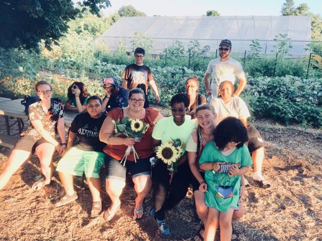 Riddle Elementary students at their school garden.