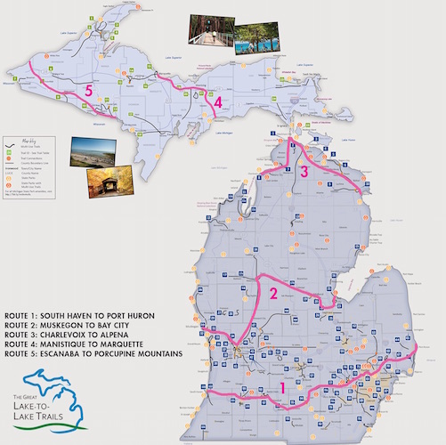 Great-Lake-to-Lake-Trails-Route-Overview: Great Lake-to-Lake Trail routes