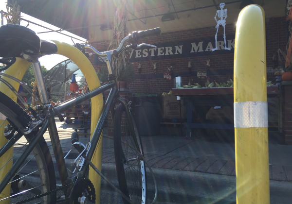 A bike rack on 9 Mile Road in Ferndale