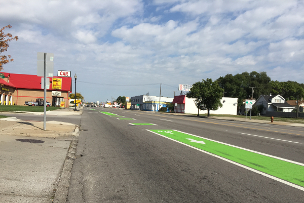 A bike lane on Van Dyke in Warren