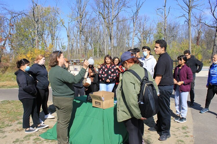 Lisa Perez, Detroit Urban Connections coordinator with the U.S. Forest Service, talks to students about public lands.