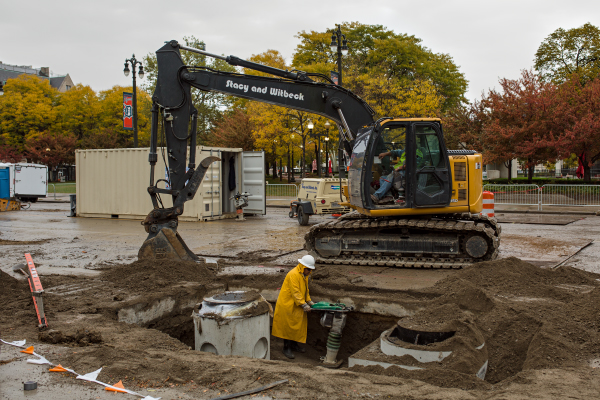 Underground utility work related to M-1 Rail