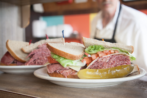 A Hygrade Reuben, featuring Sy Ginsberg's corned beef