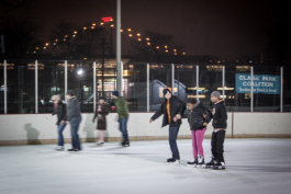 Skating on the ice rink at Clark Park