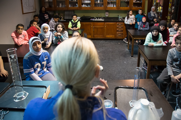 A science class at the Michigan Science Center