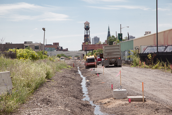 The Dequindre Cut extension between Mack Ave. and Wilkins St.