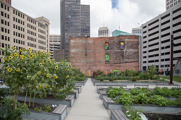 Lafayette Greens, the former site of the Lafayette Building