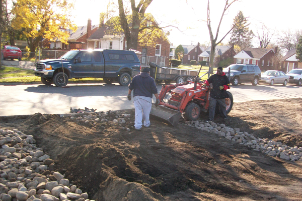 Bioswale under construction in Cody Rouge's Stein Park