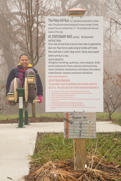 One of seven workout stations in the Piety Hill neighborhood