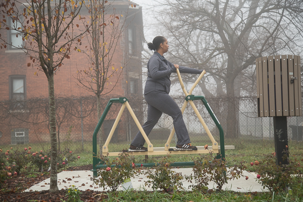 A Piety Hill resident enjoy working out in their neighborhood