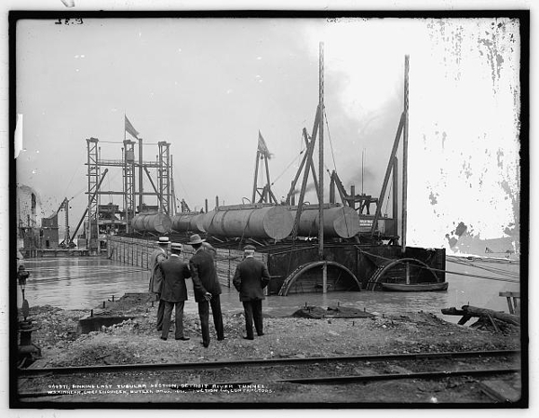 The Michigan Central Railway tunnel under construction in 1910