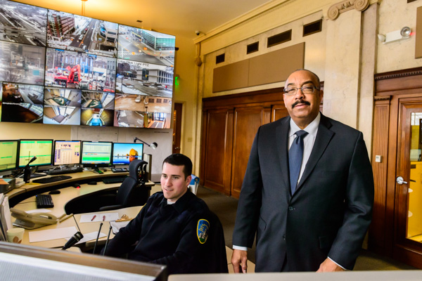 Chief Holt in WSU's public safety command center