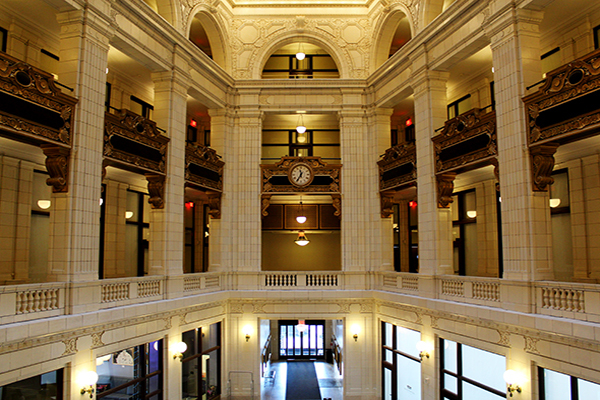 The second story of the David Whitney lobby