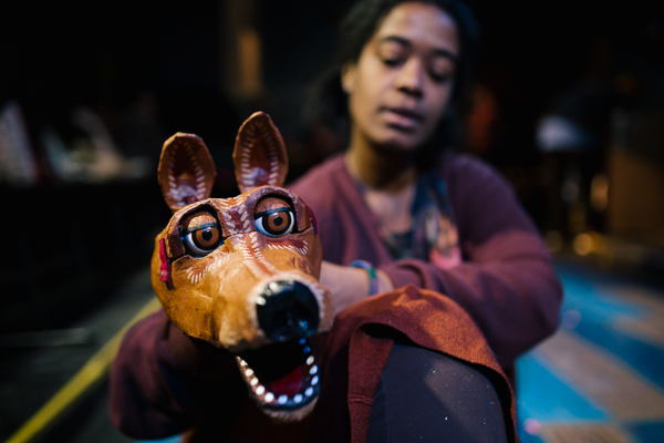 Torri Lynn Ashford with a puppet at Matrix Theatre