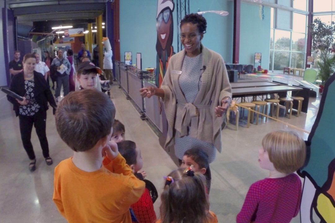 Dr. Tonya Matthews interacting with kids