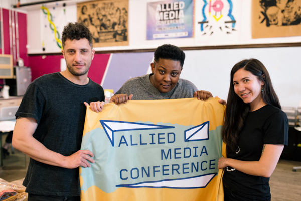 Mike Medow, Morgan Willis, and Jenny Lee of Allied Media Projects