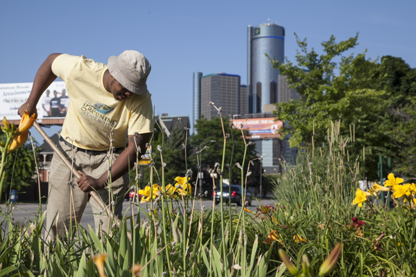 Greening of Detroit worker (photo from 2014)