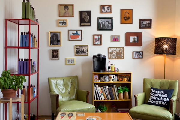 Sittiing area of the Bearded Lady Barber and Beauty Shop