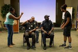 Students in the program roleplay as police officers