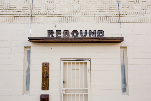 The door to Steven Harris's company, Rebound Construction