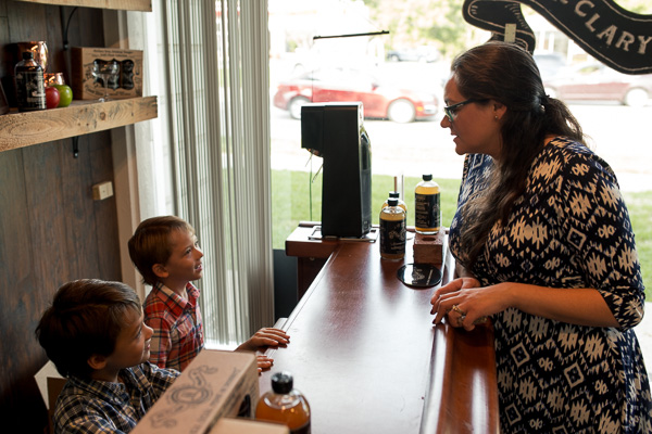 Jess McClary, owner of McClary Bros., with her sons Jack and Ben