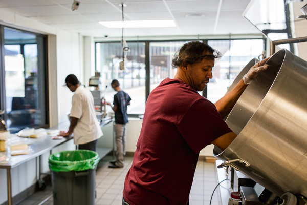 Cynthia Davis' partner and son helping make popcorn