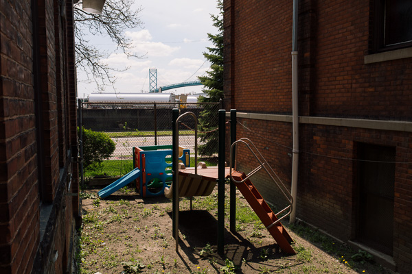 View of the Ambassador Bridge from Freedom House