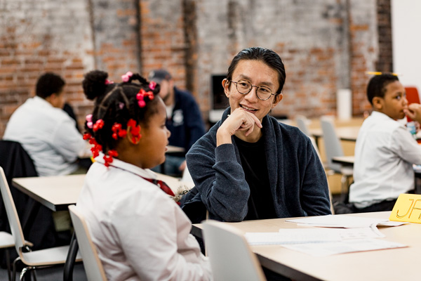 Student and tutor at 826michigan's new Detroit location