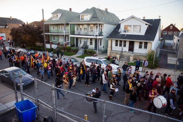 DCFC fans march through the streets of Hamtramck