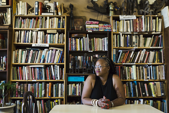 Lucy Frye, AKA Nandi, in her cafe