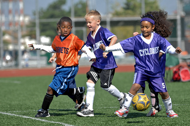 Kids playing soccer