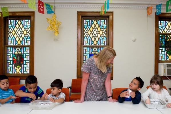 Science teacher Dianne O'Connor teaches a lesson on floating at Brilliant Detroit