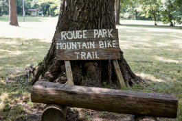 Sign for the mountain bike trail in Rouge Park