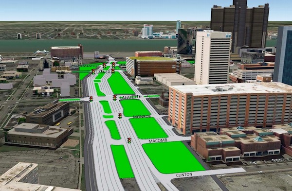 Rendering of surface streets after demo of I-375