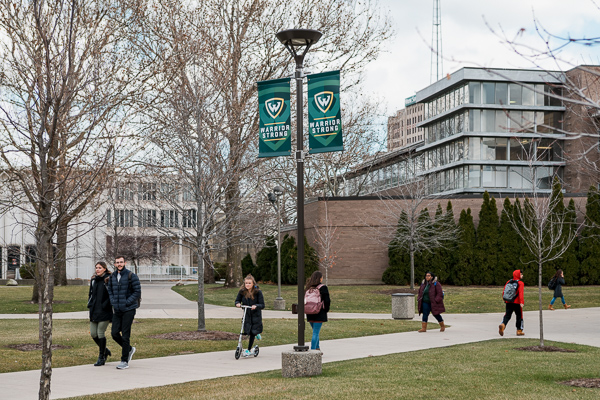 Students at the Wayne State University campus