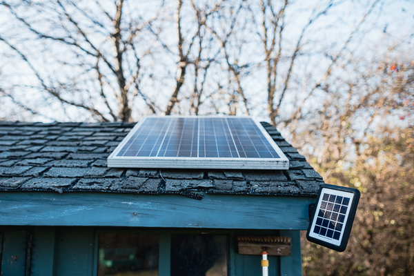 Solar panel on a shed at D-Town Farm