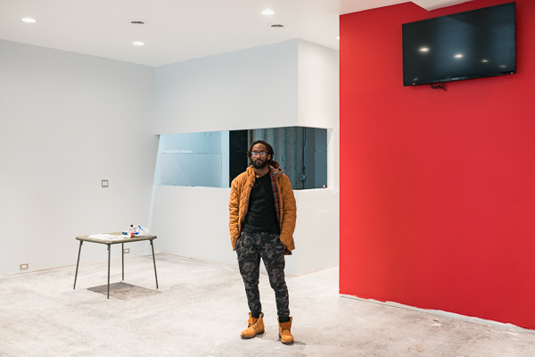 Corey Williams inside his company's 8,000 square-foot mixed-use development