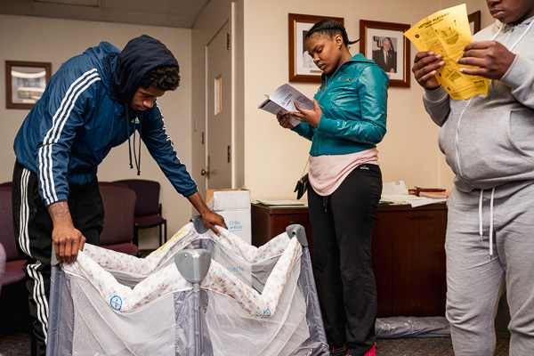 Attendees of a class on infant safety